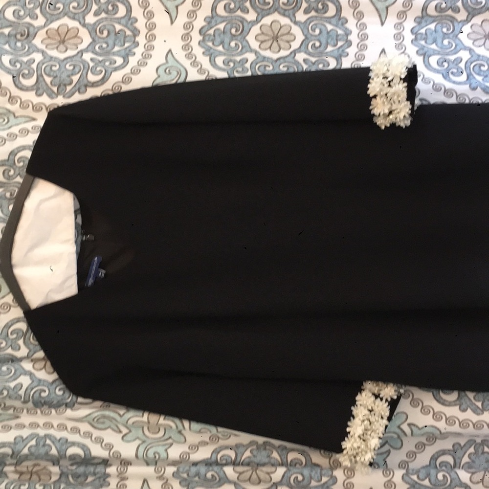 Talbots fancy black dress with daisy sleeves